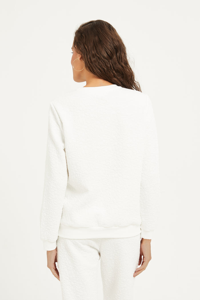 Redtag-White-Crew-Neck-Quilter-Sweatshirt-Category:Sweatshirts,-Colour:White,-Deals:New-In,-Filter:Women's-Clothing,-H1:LWR,-H2:LAD,-H3:SPW,-H4:ASS,-LWRLADSPWASS,-New-In-Women,-Non-Sale,-ProductType:Active-Sweatshirts,-Season:W23B,-Section:Women,-W23B,-Women-Sweatshirts-Women's-