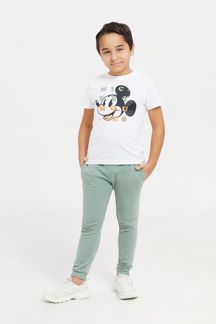 Redtag-White-Mickey-Mouse-Short-Sleeve-T-Shirt-BOY-T-Shirts,-Category:T-Shirts,-CHR,-Colour:White,-Deals:New-In,-Filter:Boys-(2-to-8-Yrs),-H1:KWR,-H2:BOY,-H3:TSH,-H4:TSH,-KWRBOYTSHTSH,-New-In-BOY,-Non-Sale,-ProductType:Character-T-Shirts,-Season:W23A,-Section:Boys-(0-to-14Yrs),-TBL,-W23A-Boys-2 to 8 Years