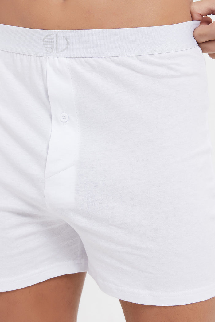 Redtag-White-Loose-Knit-Boxer-2-Pack-365,-Category:Briefs,-Colour:White,-Deals:New-In,-Filter:Men's-Clothing,-H1:MWR,-H2:GEN,-H3:UNW,-H4:BRE,-Men-Briefs,-MWRGENUNWBRE,-New-In-Men,-Non-Sale,-ProductType:Briefs,-Season:365365,-Section:Men-Men's-