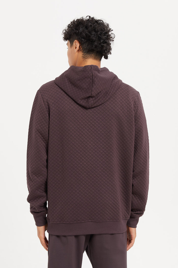 Redtag-Burgundy-Diamond-Jacquard-Hoodie-Category:Sweatshirts,-Colour:Burgundy,-Deals:New-In,-Filter:Men's-Clothing,-H1:MWR,-H2:GEN,-H3:SWS,-H4:SWS,-Men-Sweatshirts,-MWRGENSWSSWS,-New-In-Men,-Non-Sale,-ProductType:Sweatshirts,-Season:W23B,-Section:Men,-W23B-Men's-