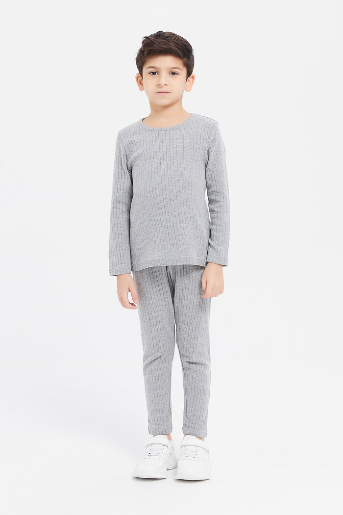 Redtag-Grey-Marl-Thermal-Set-365,-BOY-Thermals,-Category:Thermals,-Colour:Mid-Grey,-Deals:New-In,-EHW,-Filter:Boys-(2-to-8-Yrs),-H1:KWR,-H2:BOY,-H3:UNW,-H4:THS,-KWRBOYUNWTHS,-New-In-BOY,-Non-Sale,-ProductType:Thermals,-Season:365365,-Section:Boys-(0-to-14Yrs),-Winter-Boys-2 to 8 Years