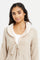 Redtag-Oatmeal-Melange-Button-Front-With-Fur-Category:Cardigans,-Colour:White,-Deals:New-In,-Filter:Senior-Girls-(8-to-14-Yrs),-GSR-Cardigans,-H1:KWR,-H2:GSR,-H3:KNW,-H4:CGN,-KWRGSRKNWCGN,-New-In-GSR,-Non-Sale,-ProductType:Cardigans,-Season:W23B,-Section:Girls-(0-to-14Yrs),-W23B-Senior-Girls-9 to 14 Years
