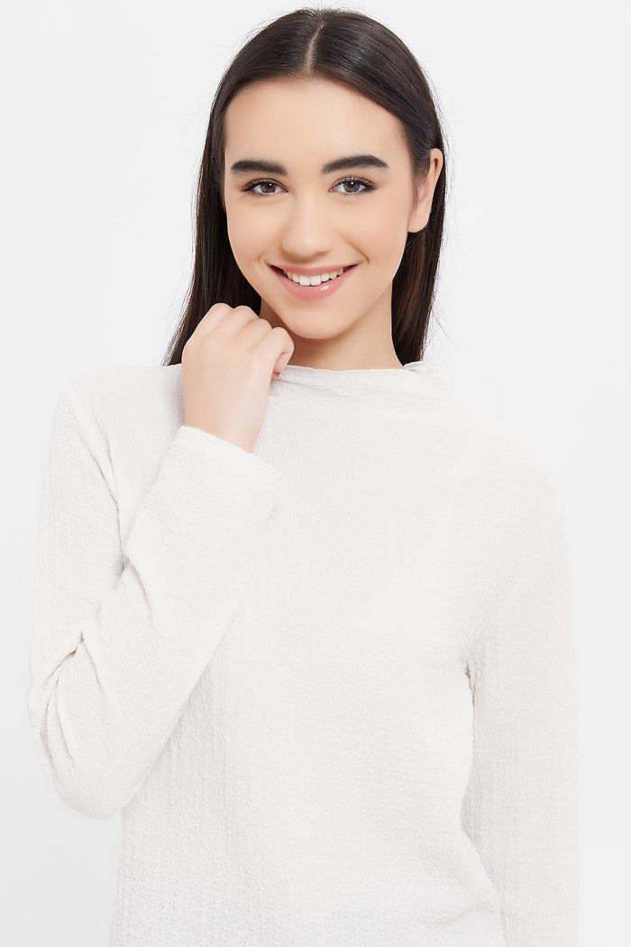 Redtag-White-Highneck-Jacquard-Top-Category:Tops,-Colour:Beige,-Deals:New-In,-Filter:Girls-(2-to-8-Yrs),-GSR-Tops,-H1:KWR,-H2:GSR,-H3:JYT,-H4:CJT,-KWRGSRJYTCJT,-New-In-GSR,-Non-Sale,-ProductType:Blouses,-Season:W23B,-Section:Girls-(0-to-14Yrs),-W23B--