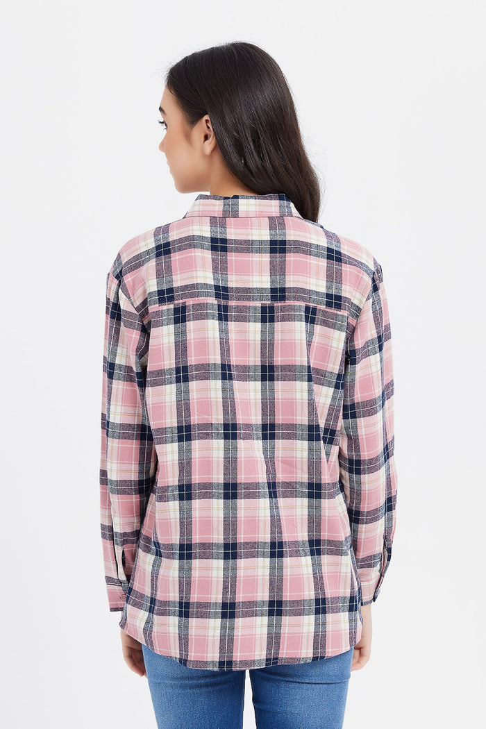 Redtag-Pink-Plaid-Shirts-Category:Blouses,-Colour:Pale-Pink,-Deals:New-In,-Filter:Senior-Girls-(8-to-14-Yrs),-GSR-Blouses,-H1:KWR,-H2:GSR,-H3:BLO,-H4:CBL,-KWRGSRBLOCBL,-New-In-GSR,-Non-Sale,-ProductType:Casual-Shirts,-Season:W23B,-Section:Girls-(0-to-14Yrs),-W23B-Senior-Girls-9 to 14 Years