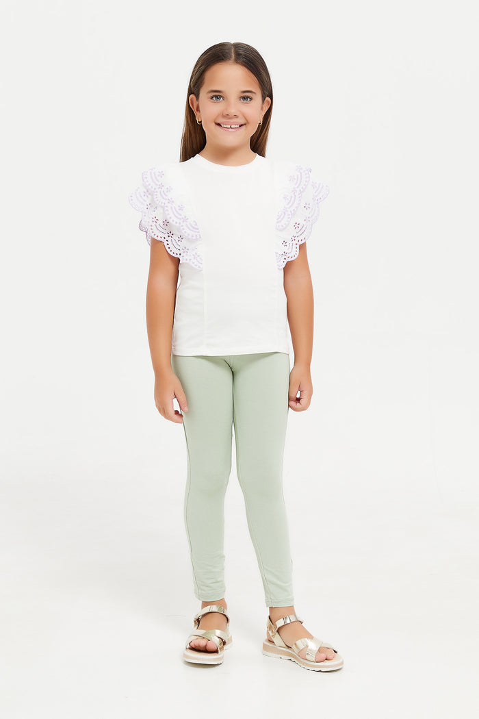 Redtag-Sage-Jeggings-Category:Jeans,-Colour:Green,-Deals:New-In,-Filter:Girls-(2-to-8-Yrs),-GIR-Jeans,-H1:KWR,-H2:GIR,-H3:DNB,-H4:JEG,-KWRGIRDNBJEG,-New-In-GIR,-Non-Sale,-ProductType:Jeans-Skinny-Fit,-Season:W23A,-Section:Girls-(0-to-14Yrs),-W23A-Girls-2 to 8 Years