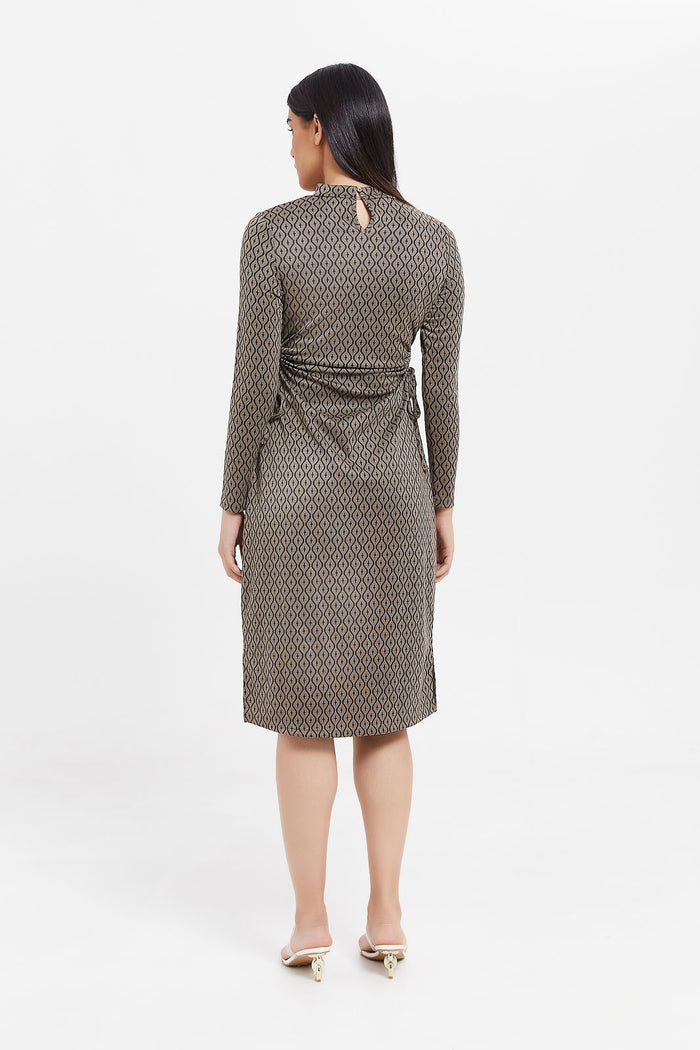 Redtag-Jacquard-High-Neck-Dress-Category:Dresses,-Colour:Assorted,-Deals:New-In,-Filter:Women's-Clothing,-H1:LWR,-H2:LAD,-H3:DRS,-H4:CAD,-LWRLADDRSCAD,-New-In-Women,-Non-Sale,-ProductType:Dresses,-Season:W23A,-Section:Women,-W23A,-Winter23,-Women-Dresses-Women's-
