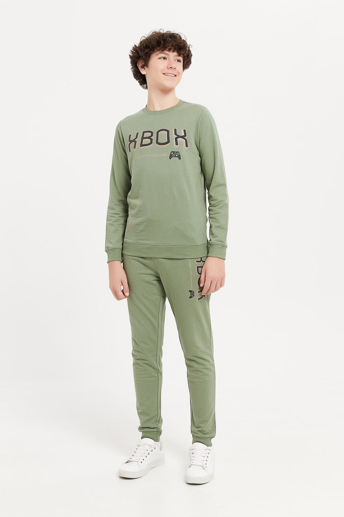 Redtag-Olive-Xbox-Sweatshirt-BSR-Sweatshirts,-Category:Sweatshirts,-Colour:Green,-Deals:New-In,-Filter:Senior-Boys-(8-to-14-Yrs),-H1:KWR,-H2:BSR,-H3:SWS,-H4:SWS,-KWRBSRSWSSWS,-New-In-BSR,-Non-Sale,-ProductType:Sweatshirts,-Season:W23B,-Section:Boys-(0-to-14Yrs),-W23B-Senior-Boys-9 to 14 Years