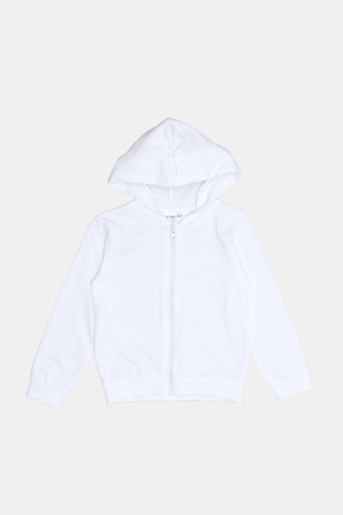 Redtag-White-Hoody-With-Zipper-Sweatshirts-Category:Sweatshirts,-Colour:White,-Deals:New-In,-Filter:Infant-Boys-(3-to-24-Mths),-H1:KWR,-H2:INB,-H3:SWS,-H4:SWS,-INB-Sweatshirts,-KWRINBSWSSWS,-New-In-INB,-Non-Sale,-ProductType:Hooded-Sweatshirts,-Season:W23B,-Section:Boys-(0-to-14Yrs),-TBL,-W23B-Infant-Boys-3 to 24 Months