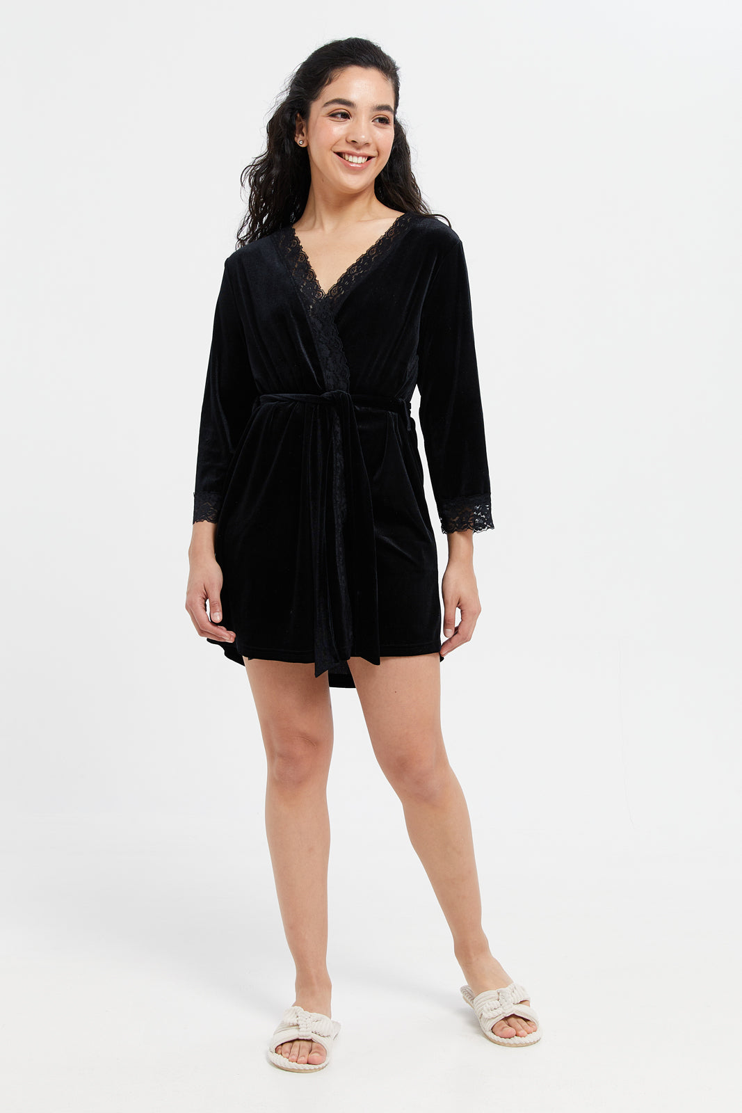 Buy Women Black Velvet Robe 126788438 in Saudi Arabia | REDTAG