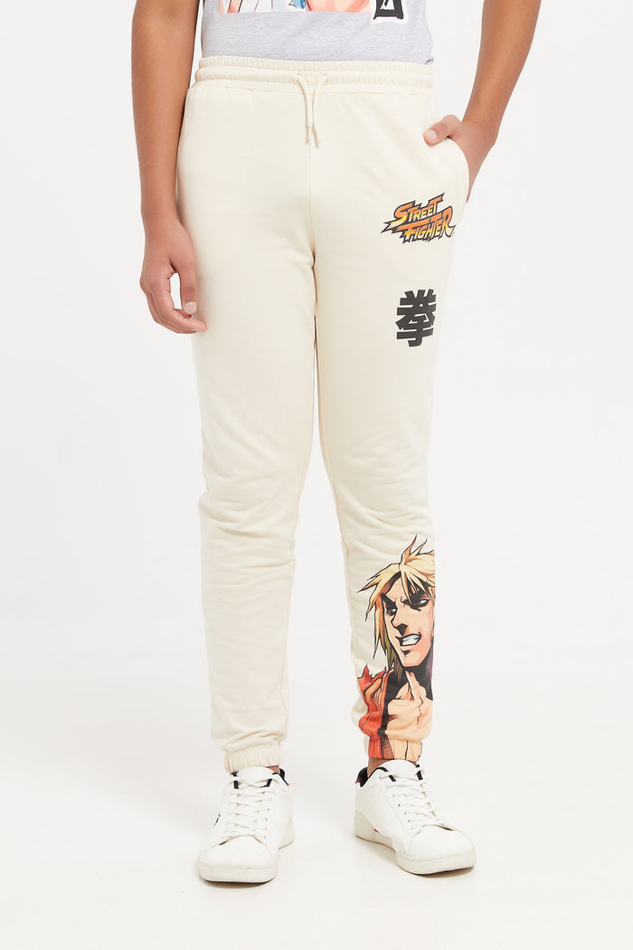 Redtag-Beige-Street-Fighter-Active-Pants-BSR-Joggers,-Category:Joggers,-Colour:Beige,-Deals:New-In,-Filter:Senior-Boys-(8-to-14-Yrs),-H1:KWR,-H2:BSR,-H3:SPW,-H4:ATP,-KWRBSRSPWATP,-New-In-BSR,-Non-Sale,-ProductType:Active-Pants,-Season:W23B,-Section:Boys-(0-to-14Yrs),-W23B-Senior-Boys-9 to 14 Years