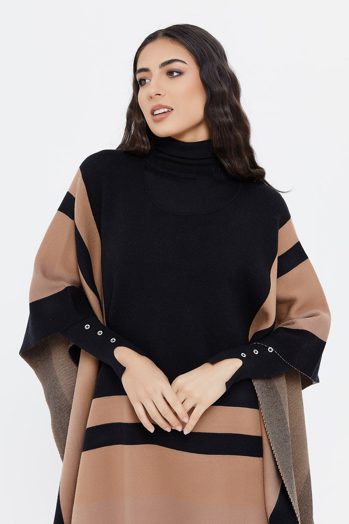 Redtag-Striped-Poncho-Pullover-Category:Pullovers,-Colour:Assorted,-Deals:New-In,-EHW,-Filter:Women's-Clothing,-H1:LWR,-H2:LAD,-H3:KNW,-H4:PUL,-LWRLADKNWPUL,-New-In-Women,-Non-Sale,-ProductType:Pullovers,-Season:W23B,-Section:Women,-W23B,-winter,-Women-Pullovers-Women's-