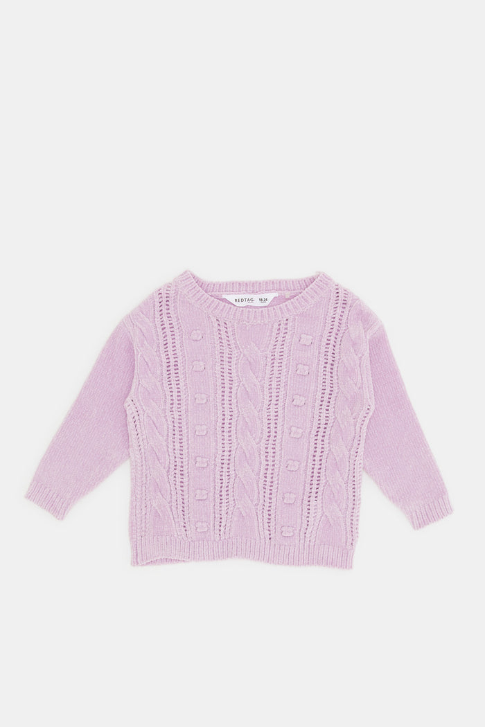 Redtag-Lilac-Chain-Pullover-Category:Pullovers,-Colour:Lilac,-Deals:New-In,-Filter:Infant-Girls-(3-to-24-Mths),-H1:KWR,-H2:ING,-H3:KNW,-H4:PUL,-ING-Pullovers,-KWRINGKNWPUL,-New-In-ING,-Non-Sale,-ProductType:Pullovers,-Season:W23B,-Section:Girls-(0-to-14Yrs),-W23B-Infant-Girls-3 to 24 Months