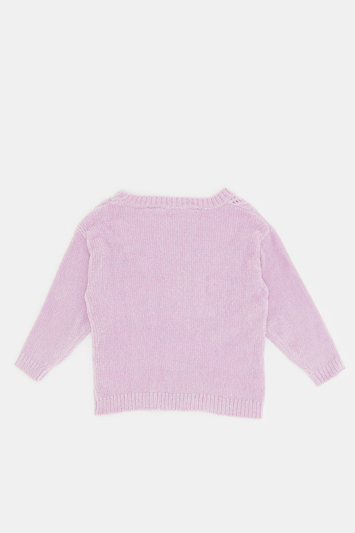 Redtag-Lilac-Chain-Pullover-Category:Pullovers,-Colour:Lilac,-Deals:New-In,-Filter:Infant-Girls-(3-to-24-Mths),-H1:KWR,-H2:ING,-H3:KNW,-H4:PUL,-ING-Pullovers,-KWRINGKNWPUL,-New-In-ING,-Non-Sale,-ProductType:Pullovers,-Season:W23B,-Section:Girls-(0-to-14Yrs),-W23B-Infant-Girls-3 to 24 Months