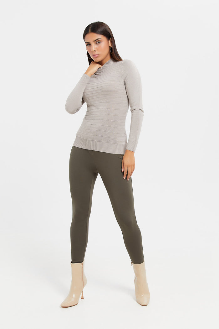 Redtag-Mushroom-Cashmillon-Stripe-High-Neck-Pullover-Category:Pullovers,-Colour:Charcoal,-Deals:New-In,-Filter:Women's-Clothing,-H1:LWR,-H2:LAD,-H3:KNW,-H4:PUL,-LWRLADKNWPUL,-New-In-Women,-Non-Sale,-ProductType:Turtle-Neck,-Season:W23B,-Section:Women,-TBL,-W23B,-Women-Pullovers-Women's-