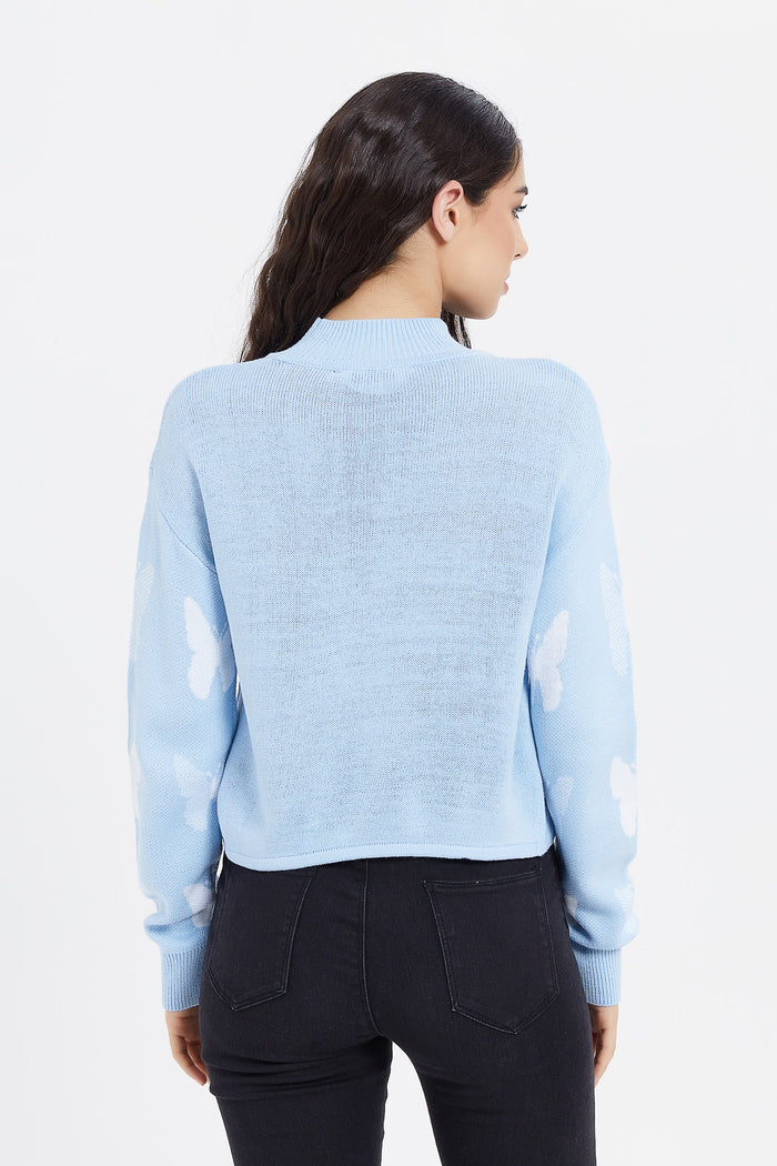 Redtag-Blue-Butterfly-Aop-Pullover-Category:Pullovers,-Colour:Pale-Blue,-Deals:New-In,-Filter:Women's-Clothing,-H1:LWR,-H2:LAD,-H3:KNW,-H4:PUL,-LWRLADKNWPUL,-New-In-Women,-Non-Sale,-ProductType:Pullovers,-Season:W23B,-Section:Women,-W23B,-Women-Pullovers-Women's-