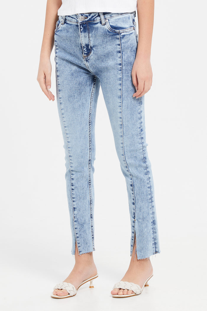 Redtag-Lt-Wash-Skinny-Jeans-With-Front-Slit-Category:Jeans,-Colour:Light-Wash,-Deals:New-In,-Filter:Senior-Girls-(8-to-14-Yrs),-GSR-Jeans,-H1:KWR,-H2:GSR,-H3:DNB,-H4:JNS,-KWRGSRDNBJNS,-New-In-GSR,-Non-Sale,-ProductType:Jeans-Slim-Fit,-Season:W23B,-Section:Girls-(0-to-14Yrs),-W23B-Senior-Girls-9 to 14 Years