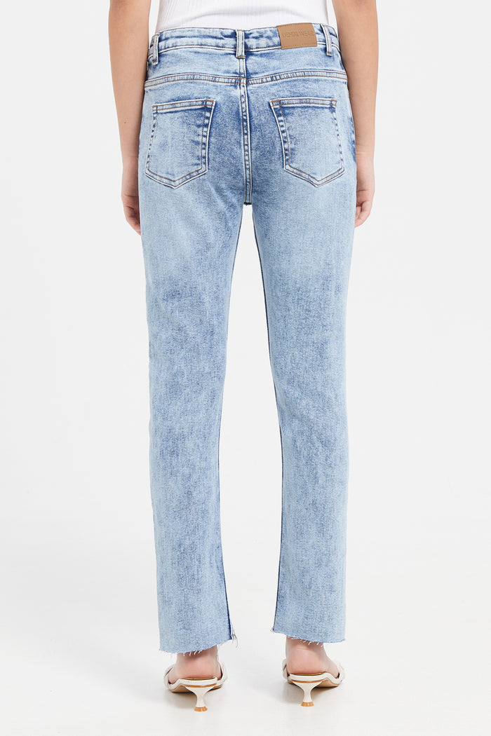 Redtag-Lt-Wash-Skinny-Jeans-With-Front-Slit-Category:Jeans,-Colour:Light-Wash,-Deals:New-In,-Filter:Senior-Girls-(8-to-14-Yrs),-GSR-Jeans,-H1:KWR,-H2:GSR,-H3:DNB,-H4:JNS,-KWRGSRDNBJNS,-New-In-GSR,-Non-Sale,-ProductType:Jeans-Slim-Fit,-Season:W23B,-Section:Girls-(0-to-14Yrs),-W23B-Senior-Girls-9 to 14 Years