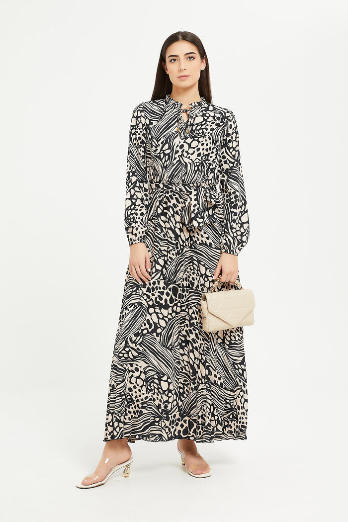 Redtag-Animal-Print-Pleated-Maxi-Dress-Category:Dresses,-Colour:Assorted,-Deals:New-In,-Filter:Women's-Clothing,-H1:LWR,-H2:LAD,-H3:DRS,-H4:CAD,-LWRLADDRSCAD,-Maxi-Dress,-New-In-Women,-Non-Sale,-ProductType:Dresses,-Season:W23B,-Section:Women,-W23B,-Women-Dresses-Women's-