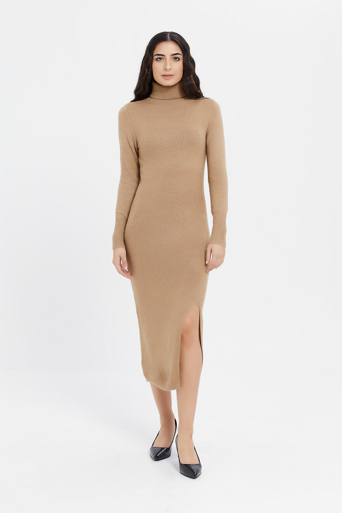 Redtag-Beige-Sweater-Dress-Category:Dresses,-Colour:Beige,-Deals:New-In,-Filter:Women's-Clothing,-H1:LWR,-H2:LAD,-H3:DRS,-H4:CAD,-LWRLADDRSCAD,-Maxi-Dress,-New-In-Women,-Non-Sale,-ProductType:Dresses,-Season:W23B,-Section:Women,-W23B,-Women-Dresses-Women's-