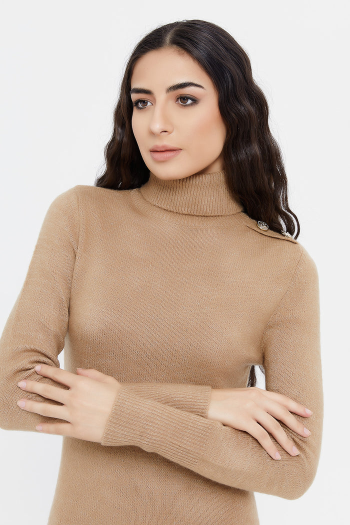 Redtag-Beige-Sweater-Dress-Category:Dresses,-Colour:Beige,-Deals:New-In,-Filter:Women's-Clothing,-H1:LWR,-H2:LAD,-H3:DRS,-H4:CAD,-LWRLADDRSCAD,-Maxi-Dress,-New-In-Women,-Non-Sale,-ProductType:Dresses,-Season:W23B,-Section:Women,-W23B,-Women-Dresses-Women's-