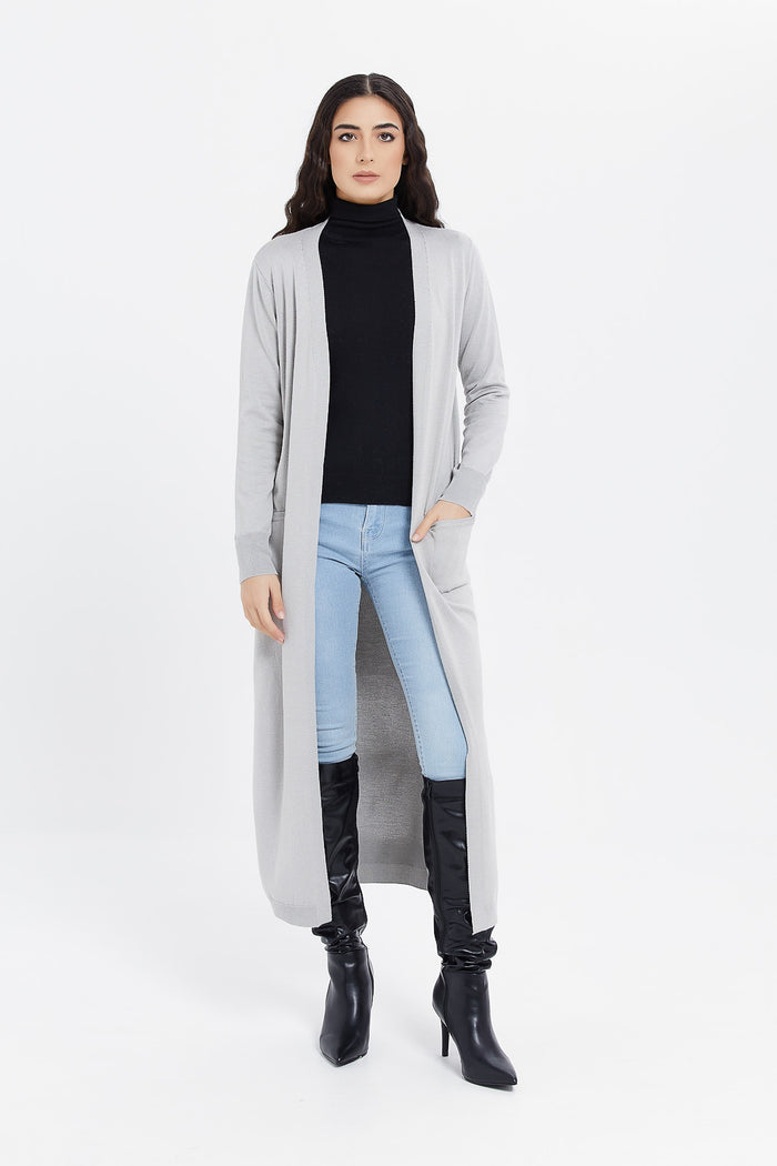 Redtag-Grey-Longline-Cardigan-Category:Cardigans,-Colour:Pale-Grey,-Deals:New-In,-Filter:Women's-Clothing,-H1:LWR,-H2:LAD,-H3:KNW,-H4:CGN,-LWRLADKNWCGN,-New-In-Women,-Non-Sale,-ProductType:Cardigans,-Season:W23B,-Section:Women,-W23B,-Women-Cardigans-Women's-