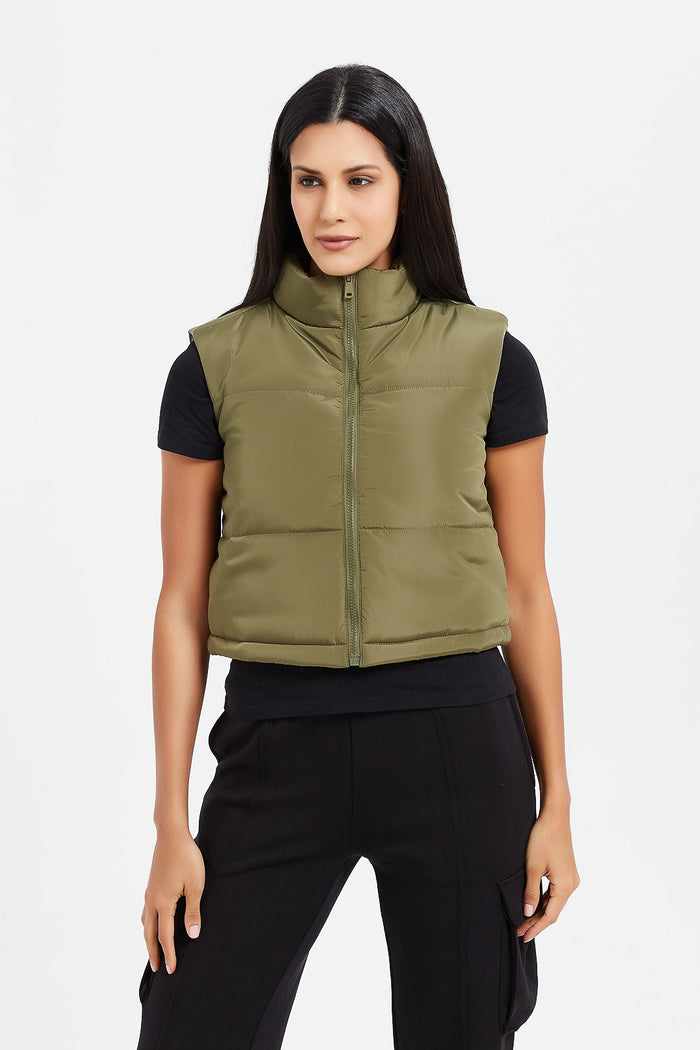 Redtag-Green-Sleeveless-Puffer-Category:Jackets,-Colour:Green,-Deals:New-In,-Filter:Women's-Clothing,-H1:LWR,-H2:LAD,-H3:CSJ,-H4:CSJ,-LWRLADCSJCSJ,-New-In-Women,-Non-Sale,-ProductType:Bomber-Jackets,-Season:W23B,-Section:Women,-W23B,-Women-Jackets-Women's-