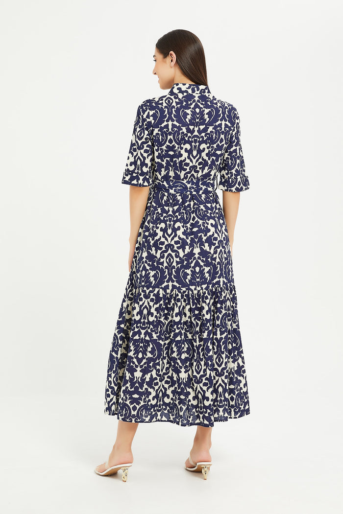 Redtag-Printed-Shirt-Collared-Teared-Maxi-Dress-Category:Dresses,-Colour:Assorted,-Deals:New-In,-Filter:Women's-Clothing,-H1:LWR,-H2:LAD,-H3:DRS,-H4:CAD,-LWRLADDRSCAD,-Midi-Dress,-New-In-Women,-Non-Sale,-ProductType:Dresses,-Season:W23A,-Section:Women,-W23A,-Women-Dresses-Women's-