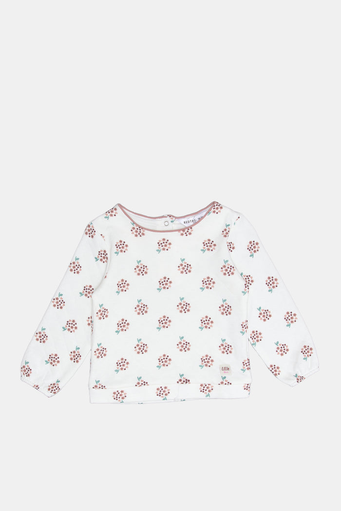 Redtag-Ivory-Aop-Quilted-Sweatshirt-Category:Sweatshirts,-Colour:Ivory,-Deals:New-In,-Filter:Infant-Girls-(3-to-24-Mths),-H1:KWR,-H2:ING,-H3:SWS,-H4:SWS,-ING-Sweatshirts,-KWRINGSWSSWS,-New-In-ING,-Non-Sale,-ProductType:Sweatshirts,-Season:W23B,-Section:Girls-(0-to-14Yrs),-W23B-Infant-Girls-3 to 24 Months