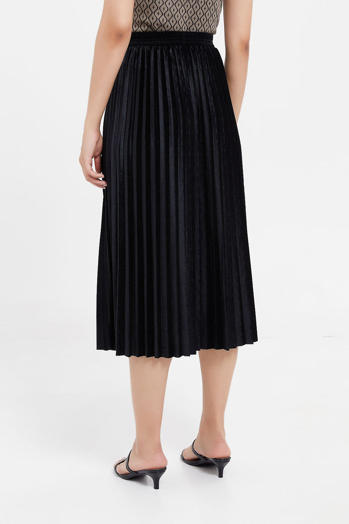 Grey velour pleated skirt hotsell