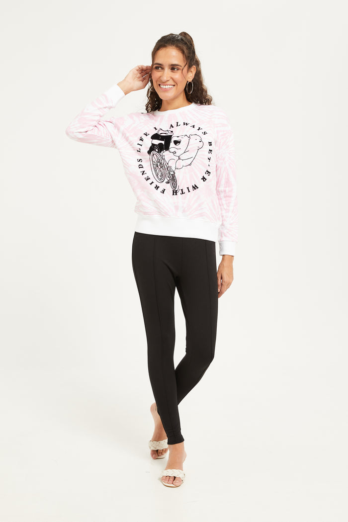 Redtag-Pink-Tie-Dye-We-Bare-Bears-Printed-Sweatshirt-Category:Sweatshirts,-CHR,-CHR:We-Bear-Bears,-Colour:Pale-Pink,-Deals:New-In,-Filter:Women's-Clothing,-H1:LWR,-H2:LAD,-H3:SWS,-H4:SWS,-LWRLADSWSSWS,-New-In-Women,-Non-Sale,-ProductType:Sweatshirts,-Season:W23B,-Section:Women,-TBL,-W23B,-Women-Sweatshirts-Women's-