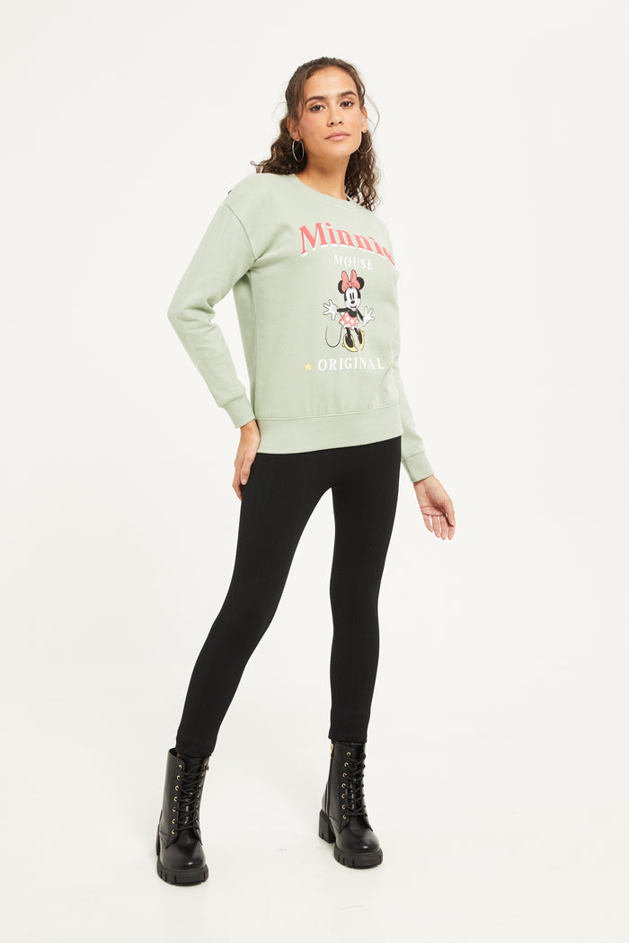 Redtag-Sage-Minnie-Printed-Sweatshirts-Category:Sweatshirts,-CHR,-CHR:Minnie-Mouse,-Colour:Green,-Deals:New-In,-Filter:Women's-Clothing,-H1:LWR,-H2:LAD,-H3:SWS,-H4:SWS,-LWRLADSWSSWS,-New-In-Women,-Non-Sale,-ProductType:Sweatshirts,-Season:W23B,-Section:Women,-TBL,-W23B,-Women-Sweatshirts-Women's-