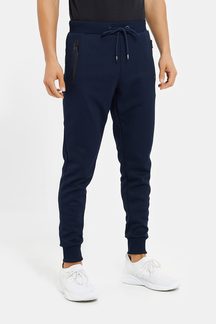 Redtag-Navy-Athletic-Jogger-With-Zip-Pockets-Category:Joggers,-Colour:Navy,-Deals:New-In,-Filter:Men's-Clothing,-H1:MWR,-H2:GEN,-H3:SPW,-H4:ATP,-Men-Joggers,-MWRGENSPWATP,-New-In-Men,-Non-Sale,-ProductType:Joggers,-Season:W23B,-Section:Men,-W23B-Men's-