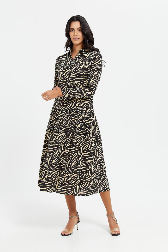 Redtag-Printed-Shirt-Collar-Maxi-Dress-Category:Dresses,-Colour:Assorted,-Deals:New-In,-Filter:Women's-Clothing,-H1:LWR,-H2:LAD,-H3:DRS,-H4:CAD,-LWRLADDRSCAD,-Midi-Dress,-New-In-Women,-Non-Sale,-ProductType:Dresses,-Season:W23A,-Section:Women,-W23A,-Women-Dresses-Women's-