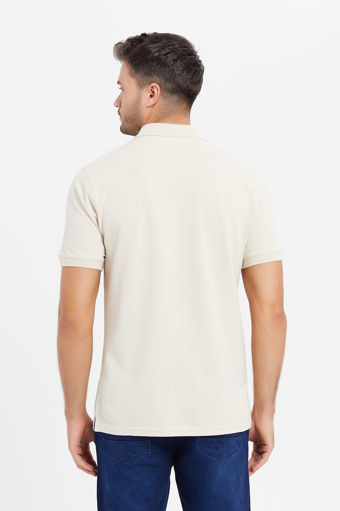 Redtag-Beige-Basic-Polo-Shirt-Category:Polo-T-Shirts,-Colour:Beige,-Deals:New-In,-Filter:Men's-Clothing,-H1:MWR,-H2:GEN,-H3:TSH,-H4:POS,-Men-Polo-T-Shirts,-MWRGENTSHPOS,-New-In-Men,-Non-Sale,-ProductType:Polo-Shirts,-Season:W23A,-Section:Men,-W23A-Men's-