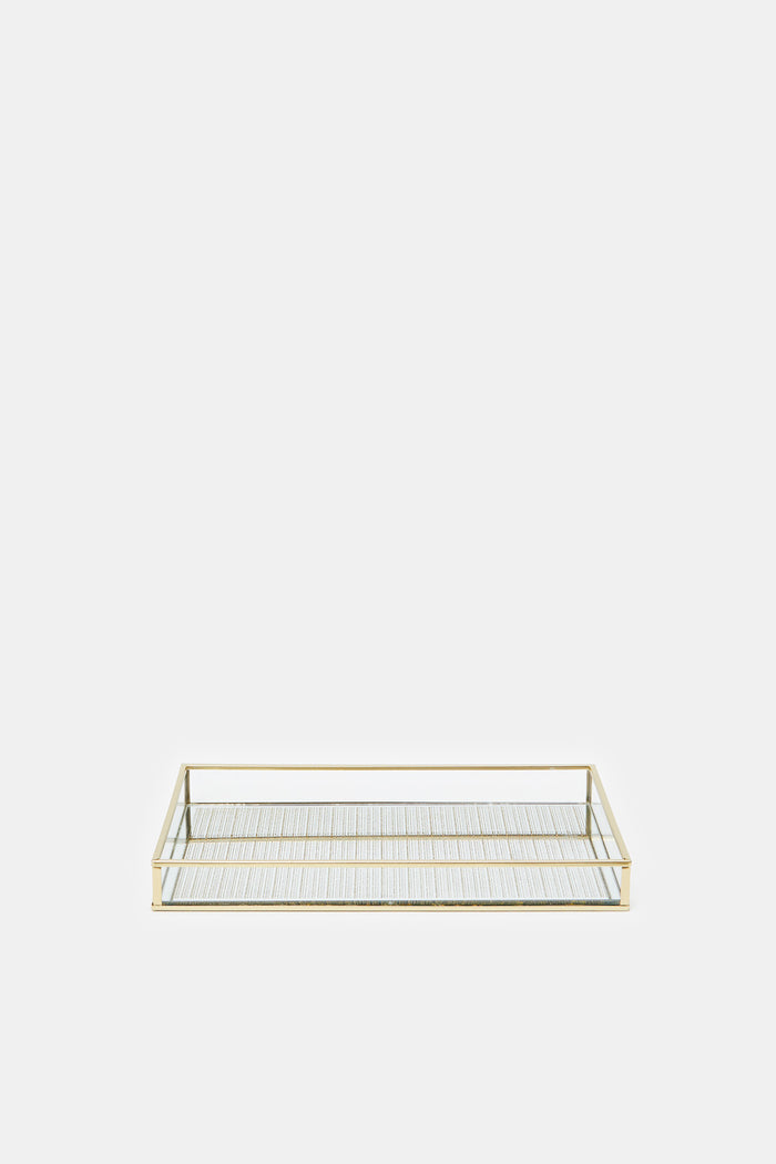 Redtag-Gold-Stripe-Mirror-Metal-And-Glass-Tray-Category:0,-Colour:Gold,-Deals:New-In,-Filter:Home-Decor,-H1:HMW,-H2:HOM,-H3:DEA,-H4:FBX,-HMW-HOM-Decorative-Accessories,-HMWHOMDEAFBX,-New-In-HMW-HOM,-Non-Sale,-ProductType:Trays,-Season:W23B,-Section:Homewares,-W23B-Home-Decor-