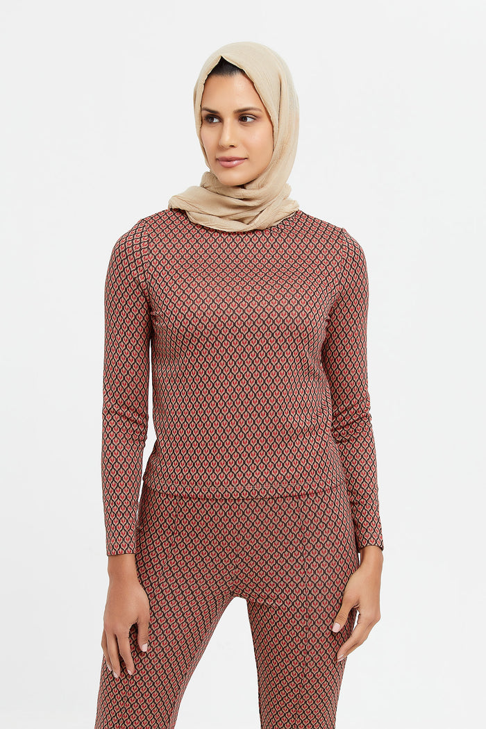 Redtag-Assorted-Crew-Neck-Jacquard-Top-Category:Tops,-Colour:Assorted,-CRD,-Deals:New-In,-Filter:Women's-Clothing,-H1:LWR,-H2:LAD,-H3:JYT,-H4:FJT,-LWRLADJYTFJT,-New-In-Women,-Non-Sale,-ProductType:Tops,-Season:W23B,-Section:Women,-W23B,-Women-Tops-Women's-