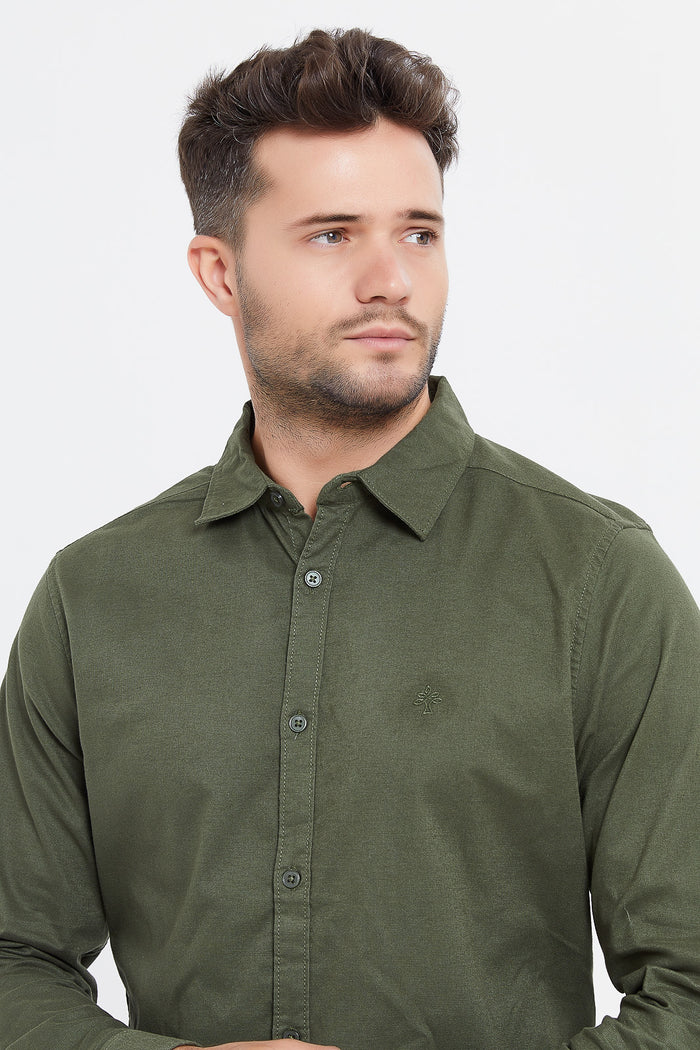 Redtag-Green-Stretch-Dobby-Shirt-With-Chest-Logo-Category:Shirts,-Colour:Green,-Deals:New-In,-Filter:Men's-Clothing,-H1:MWR,-H2:GEN,-H3:SHI,-H4:CSH,-Men-Shirts,-MWRGENSHICSH,-New-In-Men,-Non-Sale,-ProductType:Casual-Shirts,-Season:W23A,-Section:Men,-TBL,-W23A-Men's-