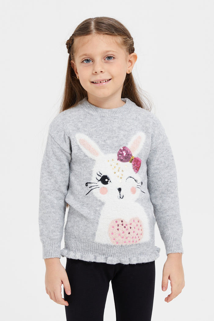 Redtag-mid-grey-pullovers-127048212--Girls-2 to 8 Years