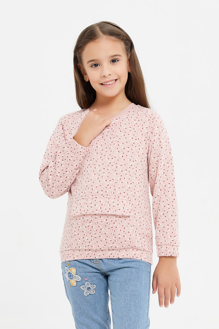 Redtag-Pink-L/S-Aop-Sweatshirt-Category:Sweatshirts,-Colour:Pale-Pink,-Deals:New-In,-Filter:Girls-(2-to-8-Yrs),-GIR-Sweatshirts,-H1:KWR,-H2:GIR,-H3:SWS,-H4:SWS,-KWRGIRSWSSWS,-New-In-GIR,-Non-Sale,-ProductType:Sweatshirts,-Season:W23B,-Section:Girls-(0-to-14Yrs),-W23B-Girls-2 to 8 Years