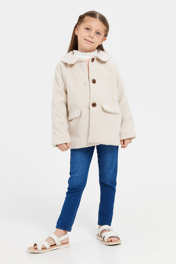 Redtag-beige-jackets-127057741--Girls-2 to 8 Years