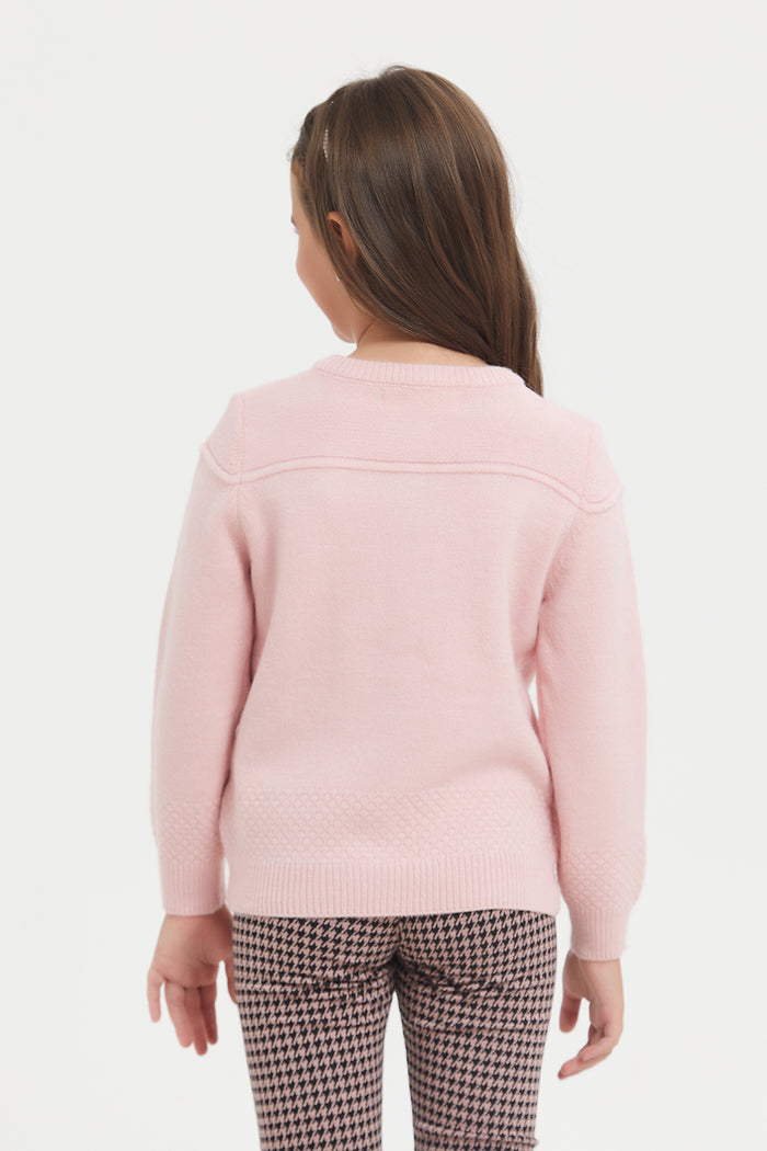 Redtag-Pink-Acrylic-Cardigan-Category:Cardigans,-Colour:Pale-Pink,-Deals:New-In,-Filter:Girls-(2-to-8-Yrs),-GIR-Cardigans,-H1:KWR,-H2:GIR,-H3:KNW,-H4:CGN,-KWRGIRKNWCGN,-New-In-GIR,-Non-Sale,-ProductType:Cardigans,-Season:W23B,-Section:Girls-(0-to-14Yrs),-W23B-Girls-2 to 8 Years