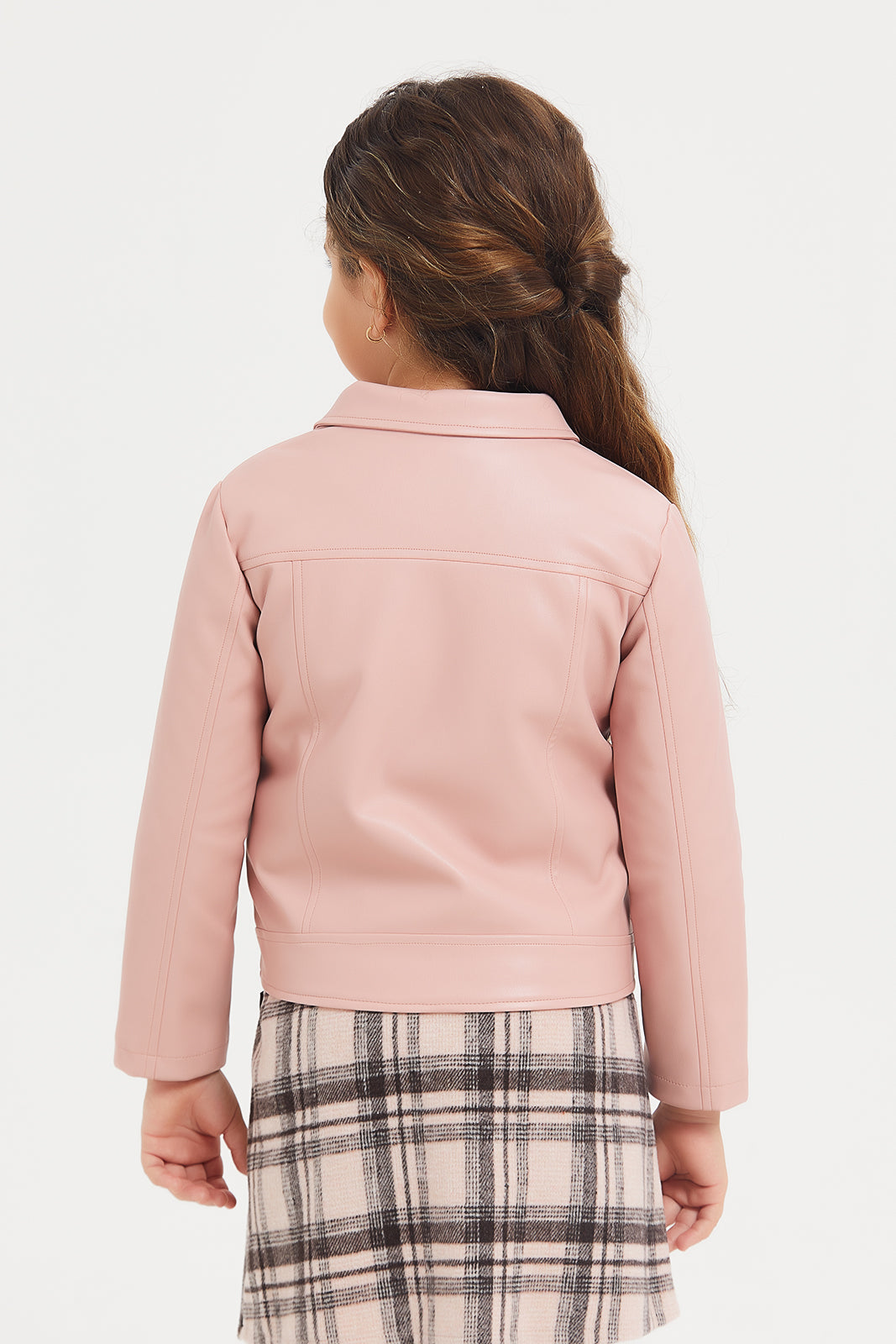 Girls Pink Pu Jacket