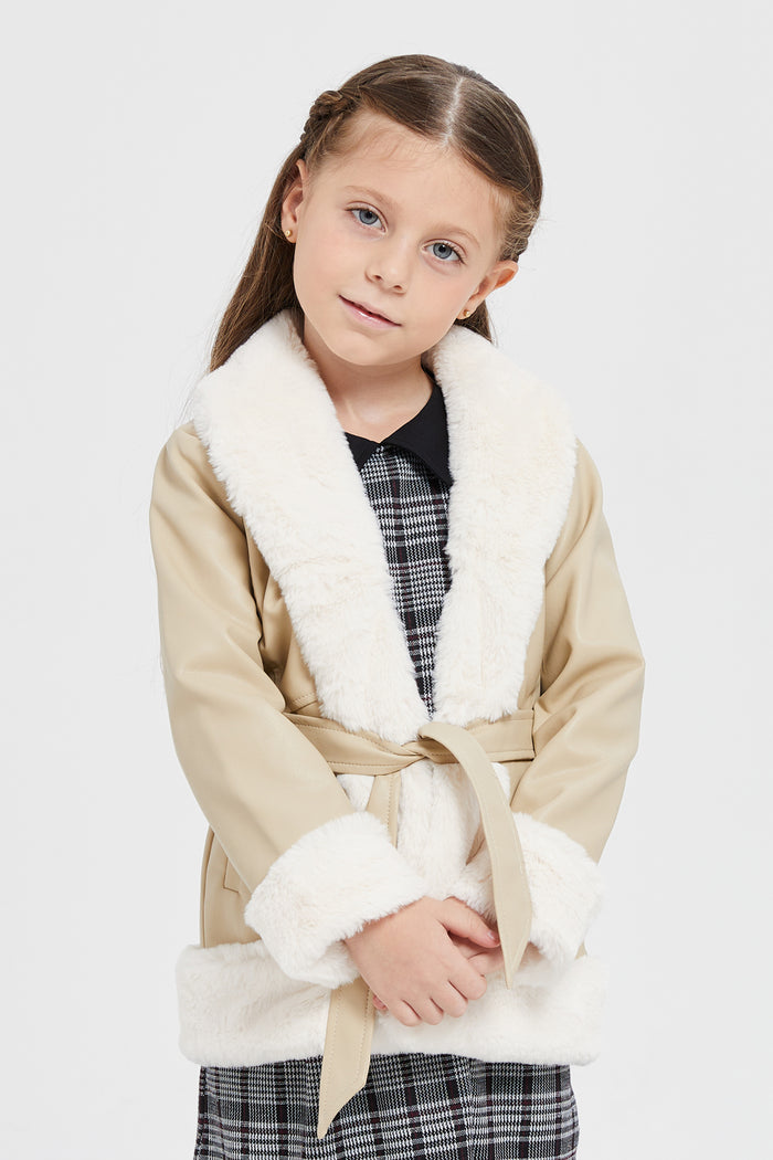 Redtag-beige-jackets-127065338--Girls-2 to 8 Years