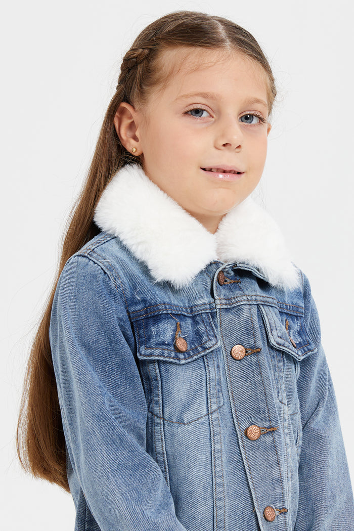 Redtag-blue-jackets-127070170--Girls-2 to 8 Years