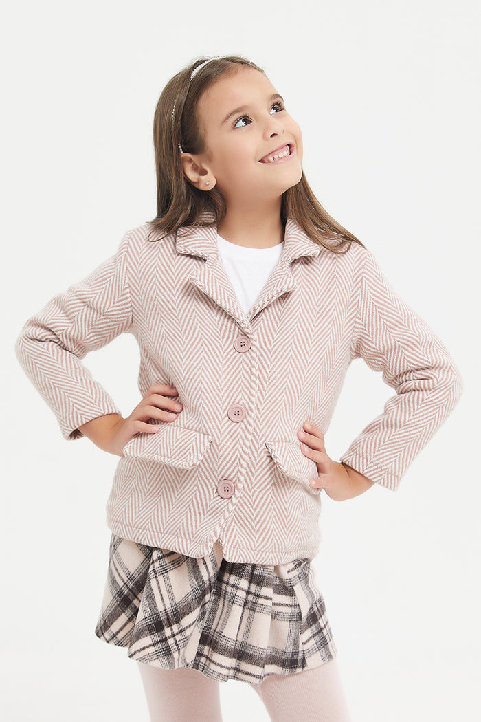 Redtag-Brown-Tweed-Jacket-Category:Jackets,-Colour:Brown,-Deals:New-In,-Filter:Girls-(2-to-8-Yrs),-GIR-Jackets,-H1:KWR,-H2:GIR,-H3:OUW,-H4:OUW,-KWRGIROUWOUW,-New-In-GIR,-Non-Sale,-ProductType:Coats,-Season:W23B,-Section:Girls-(0-to-14Yrs),-W23B-Girls-2 to 8 Years