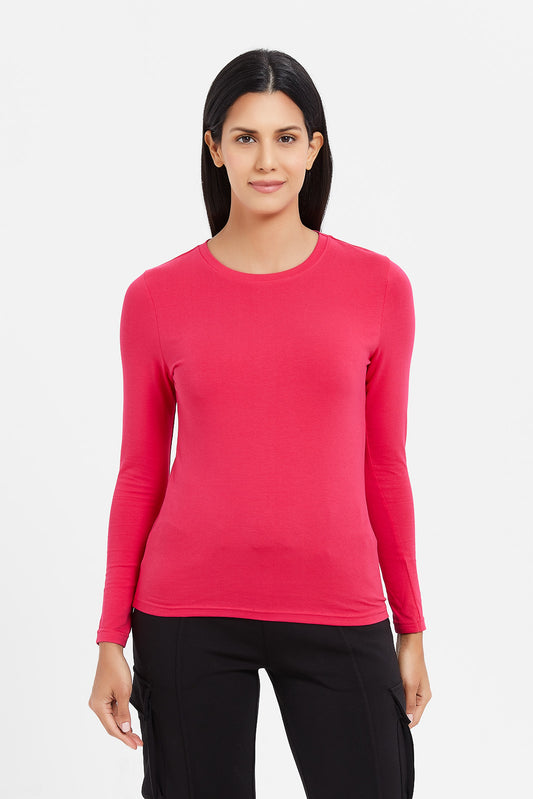 Redtag-Lt-Fuschia-Long-Sleeve-Crew-Neck-T-Shirt-Category:T-Shirts,-Colour:Pale-Pink,-Deals:New-In,-Filter:Women's-Clothing,-H1:LWR,-H2:LAD,-H3:TSH,-H4:CAT,-LWRLADTSHCAT,-New-In-Women,-Non-Sale,-ProductType:Tops,-Season:W23B,-Section:Women,-W23B,-Women-T-Shirts-Women's-