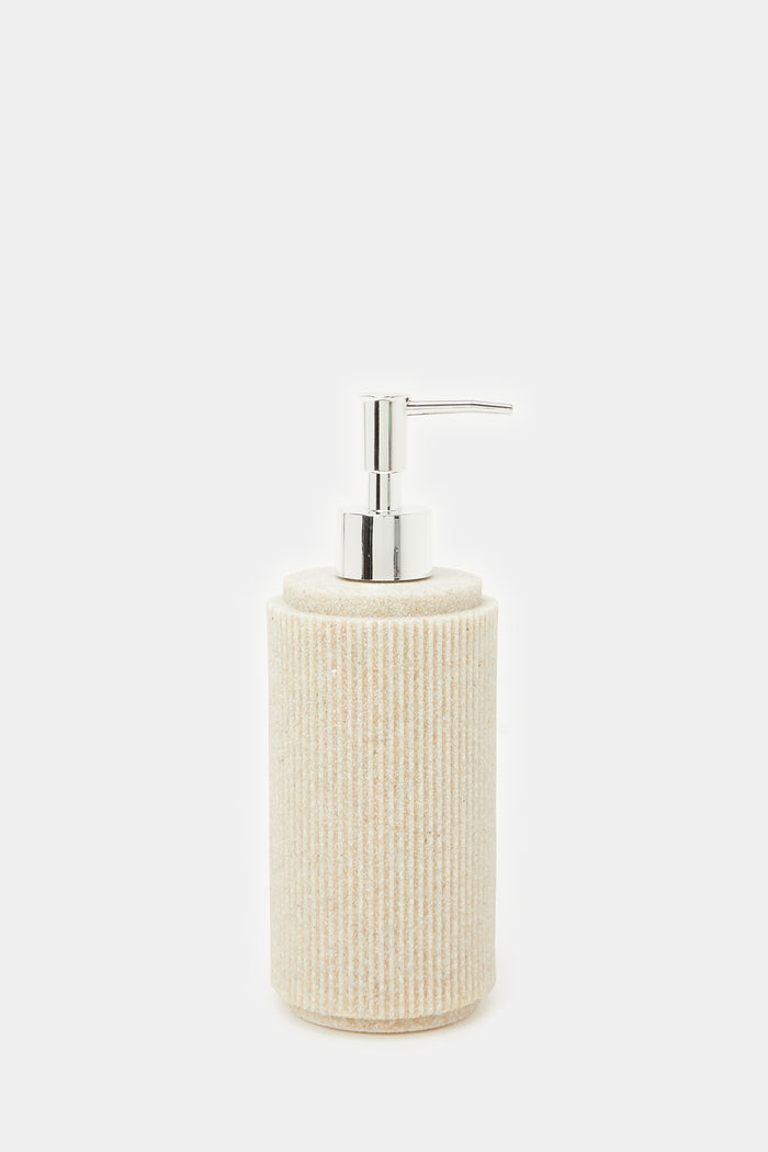 Redtag-Beige-Ribbed-Lotion-Dispenser-Category:Toiletry-Sets,-Colour:Beige,-Deals:New-In,-Filter:Home-Bathroom,-H1:HMW,-H2:BAC,-H3:BCE,-H4:BAE,-HMW-BAC-Bath-Accessories,-HMWBACBCEBAE,-New-In-HMW-BAC,-Non-Sale,-ProductType:Bathmat-Sets,-Season:W23A,-Section:Homewares,-W23A-Home-Bathroom-