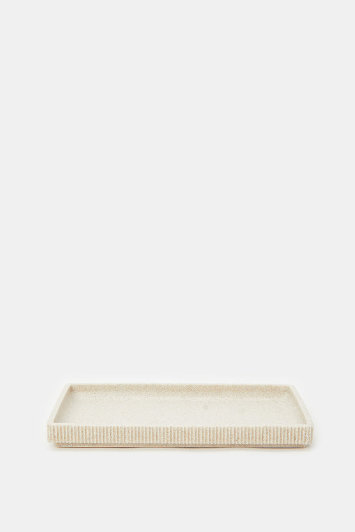 Redtag-Beige-Ribbed-Rectangle-Amenity-Tray-Category:Toiletry-Sets,-Colour:Beige,-Deals:New-In,-Filter:Home-Bathroom,-H1:HMW,-H2:BAC,-H3:BCE,-H4:BAE,-HMW-BAC-Bath-Accessories,-HMWBACBCEBAE,-New-In-HMW-BAC,-Non-Sale,-ProductType:Bathmat-Sets,-Season:W23A,-Section:Homewares,-W23A-Home-Bathroom-