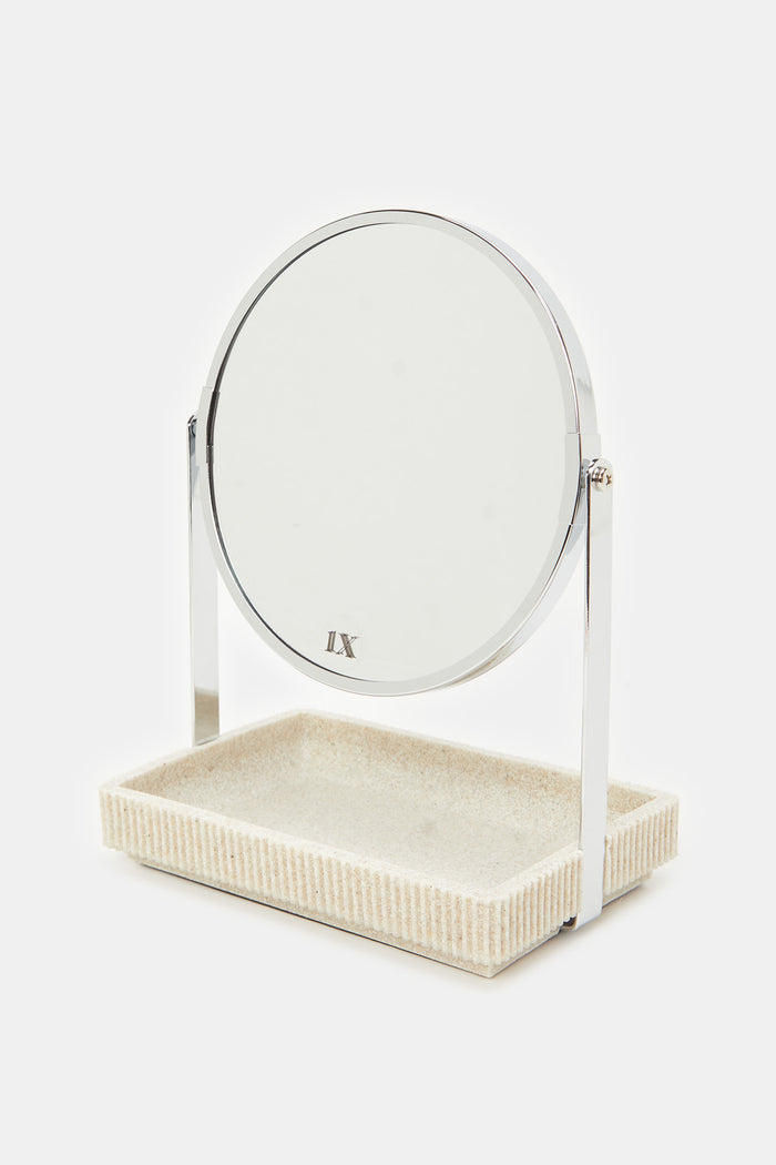 Redtag-Beige-Ribbed-Tabel-Mirror-Category:Mirrors,-Colour:Beige,-Deals:New-In,-Filter:Home-Bathroom,-H1:HMW,-H2:BAC,-H3:BCE,-H4:BAE,-HMW-BAC-Bath-Accessories,-HMWBACBCEBAE,-New-In-HMW-BAC,-Non-Sale,-ProductType:Bathmat-Sets,-Season:W23A,-Section:Homewares,-W23A-Home-Bathroom-