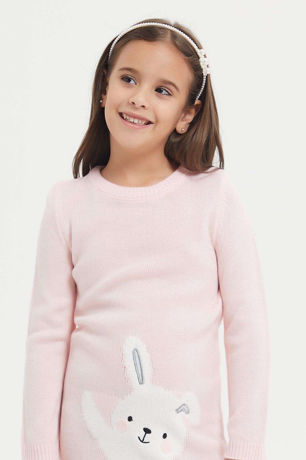 Buy Girls Pink Applique Sweater Dress With Stocking 2 Piece 127104641 in Saudi Arabia REDTAG